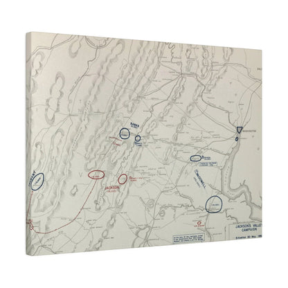 Close-up of textured canvas surface highlighting detailed brushstrokes and subtle color variations of the Civil War campaign