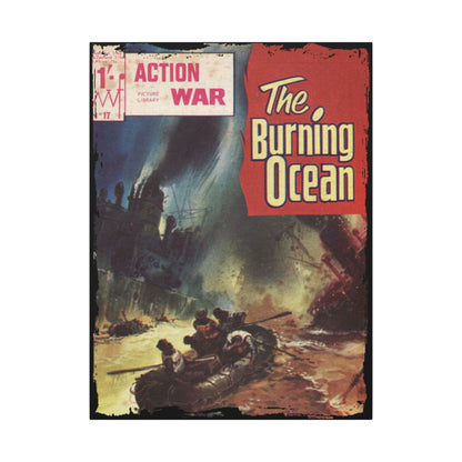 Close-up of the vibrant comic book cover for Action War #17, highlighting bold red and yellow title lettering with subtle