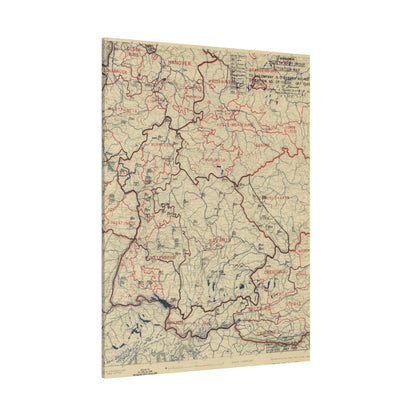 Close-up of detailed map markings and handwritten annotations highlighting troop positions on the 11 July 1945 HQ Twelfth