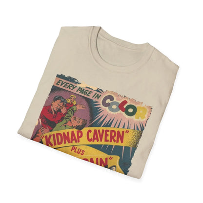 Close-up of the unisex softstyle T-shirt’s collar featuring subtle stitching and a glimpse of the fabric’s smooth, relaxed