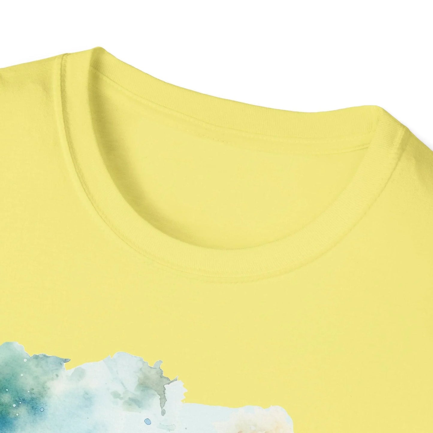 Close-up of the unisex T-shirt hem showing the stitched seam and relaxed fit in forest green cotton fabric.