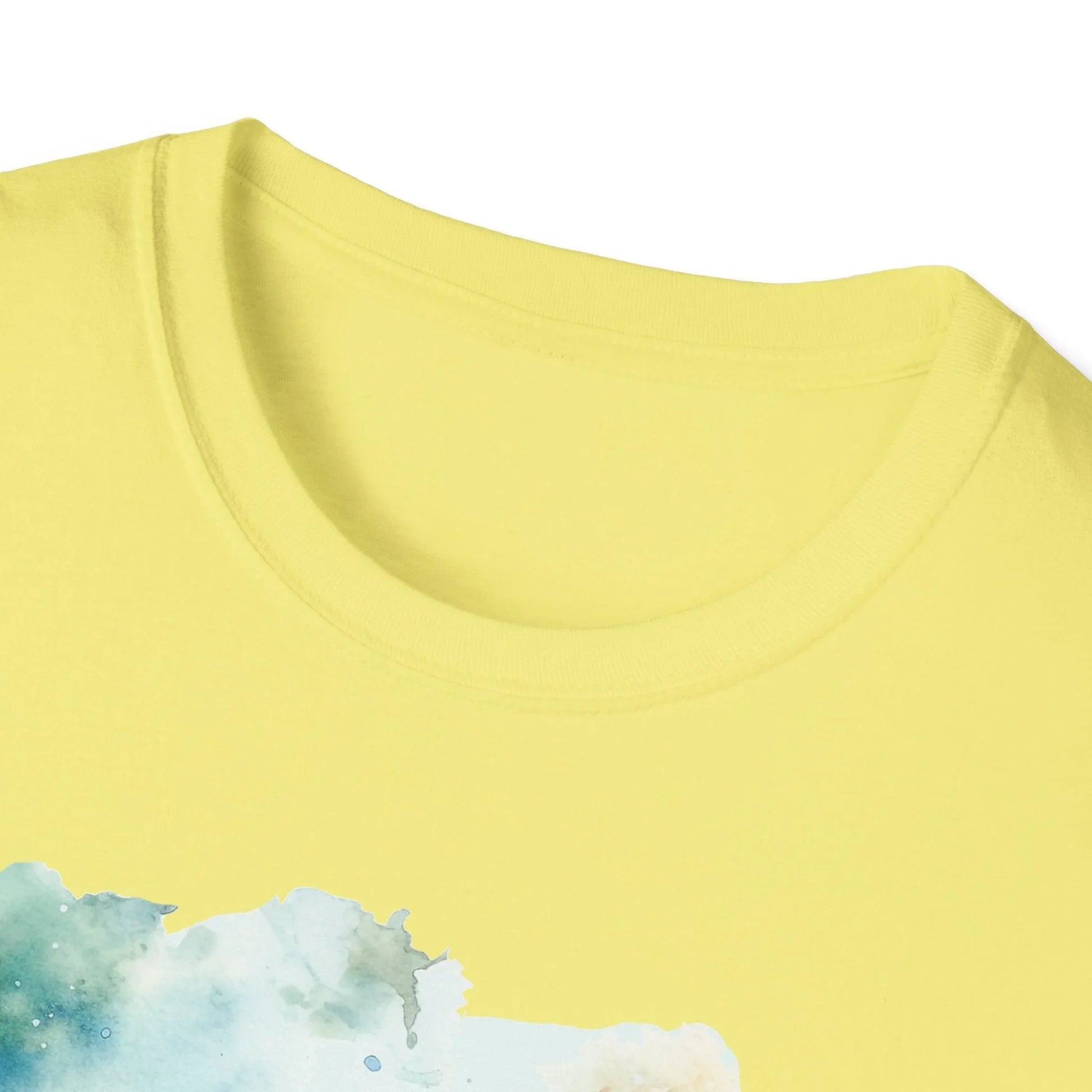 Close-up of the unisex T-shirt hem showing the stitched seam and relaxed fit in forest green cotton fabric.