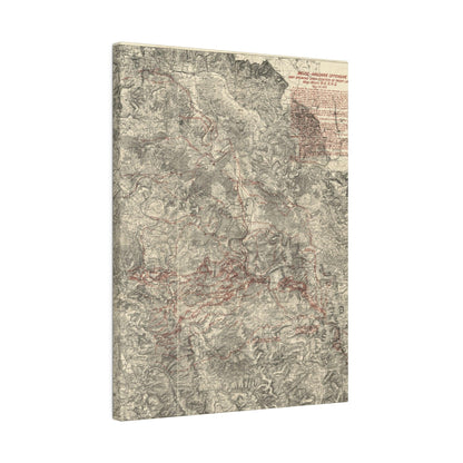 Close-up of detailed G.H.Q. handwritten annotations on the May 24, 1919 map in canvas material, showing historical markings