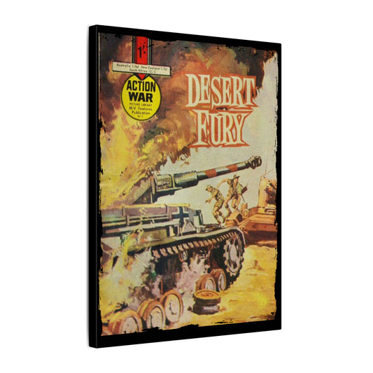 Printify Action War #2 canvas wall art featuring bold, matte finish, eco-friendly wood frame, 24x36 inches, suitable for