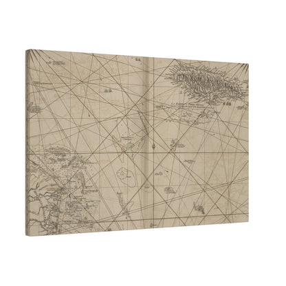 Close-up of vibrant Caribbean island map detail highlighting Jamaica and Cape Gracias a Rios with textured canvas finish