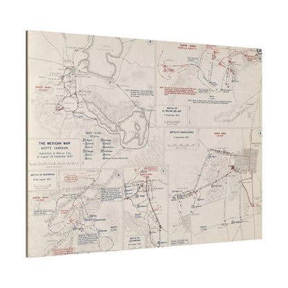 Close-up of textured canvas surface highlighting historic WWII map details and muted color palette from a top corner angle.