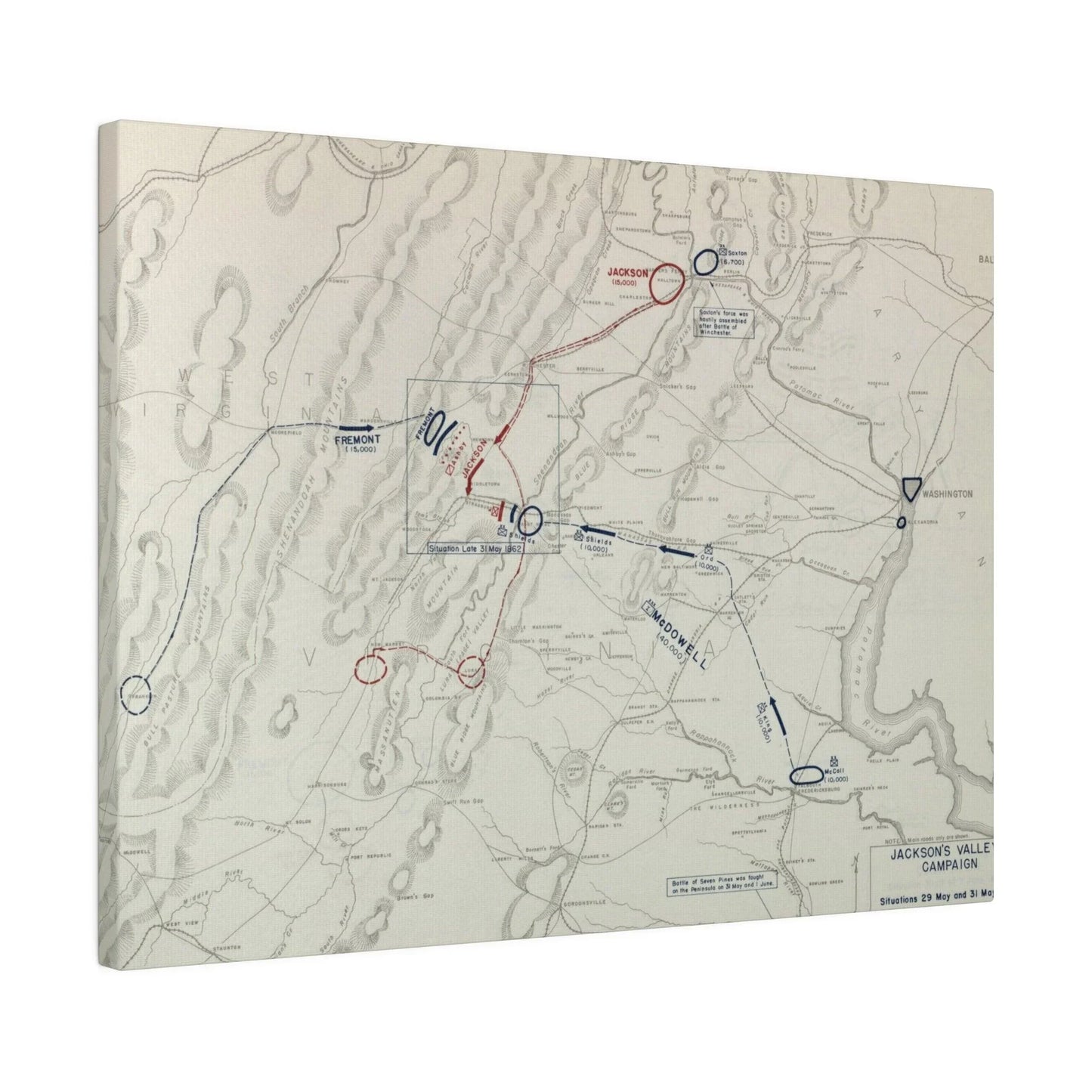 Close-up of canvas texture and subtle brushstroke details highlighting aged, beige-colored surface with faded campaign