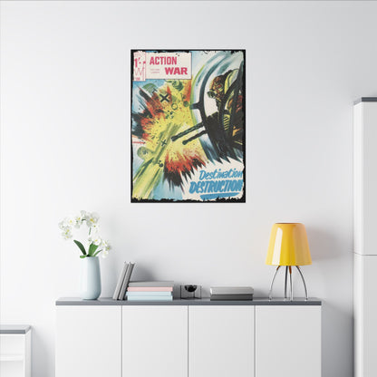 Close-up of the textured canvas surface showing detailed brushstroke patterns and subtle color variations on Action War #26