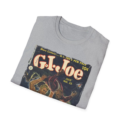 Close-up of the G.I. Joe No.33 T-shirt fabric showing soft cotton blend texture and subtle heather pattern from a front