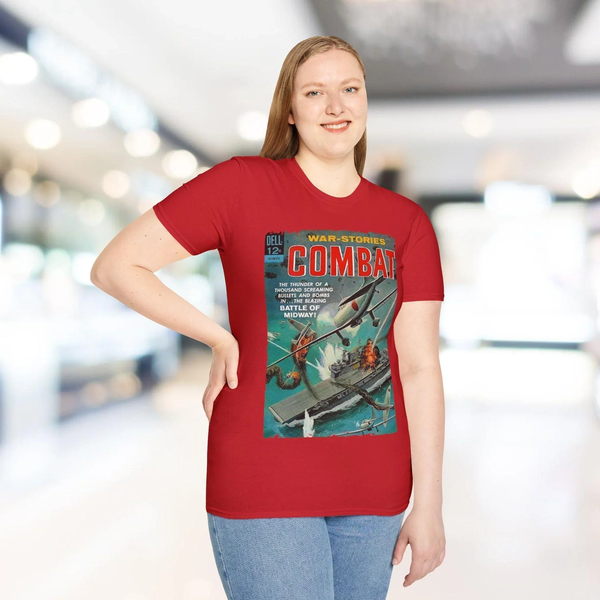 Front neckline detail showcasing the soft, relaxed fit and smooth cotton fabric of the Combat Dec 1963 unisex T-shirt in