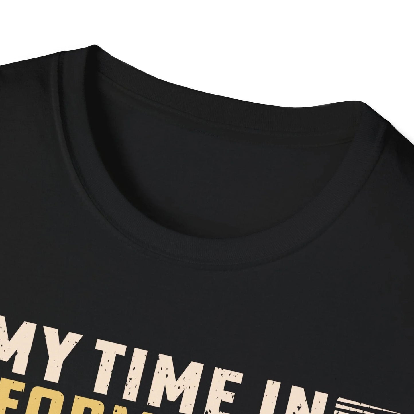 Close-up of unisex softstyle T-shirt fabric showing smooth cotton blend texture and vibrant navy color from a slightly