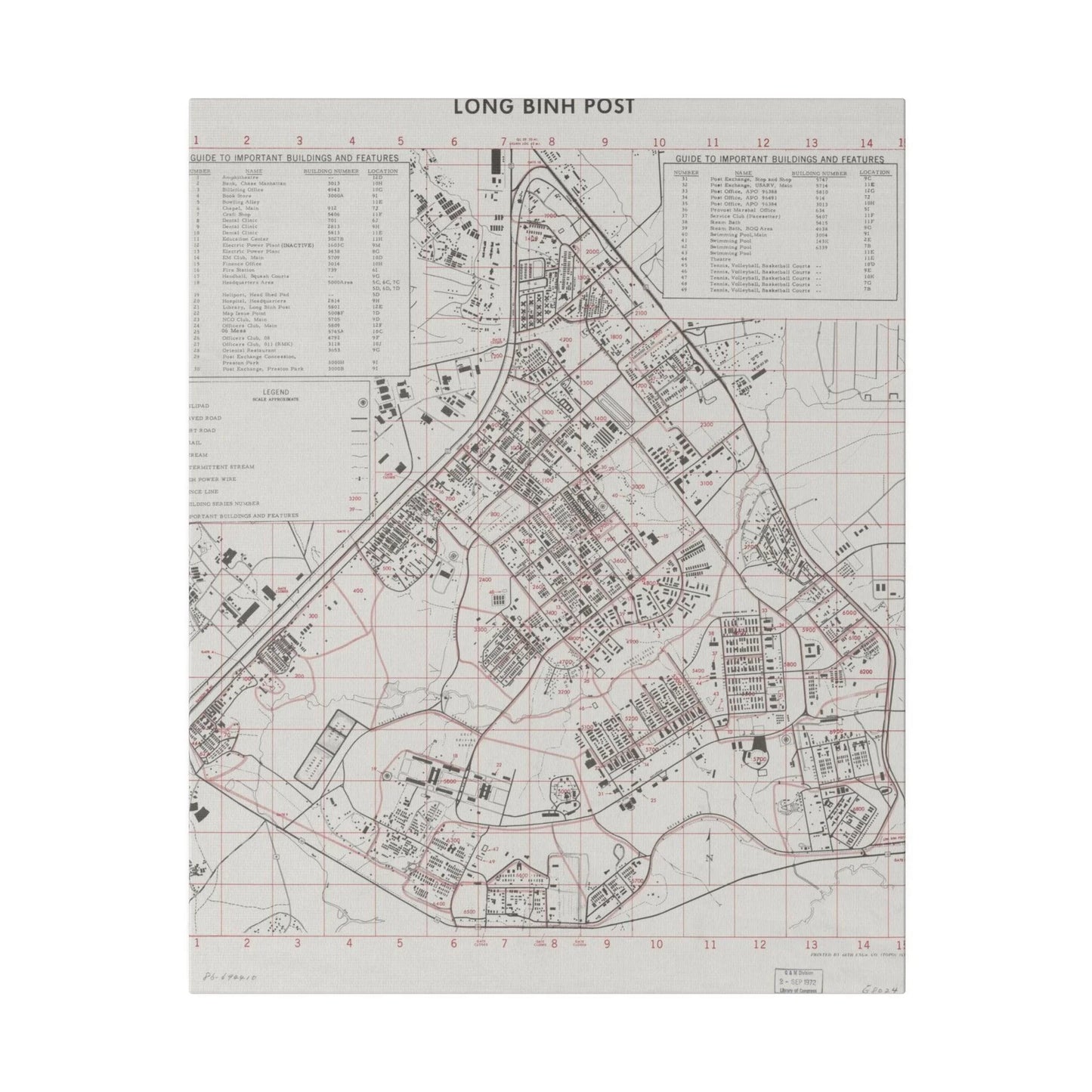 Close-up of the textured canvas surface showcasing natural fibers and subtle color variations of the Long Bình Post, Vietnam