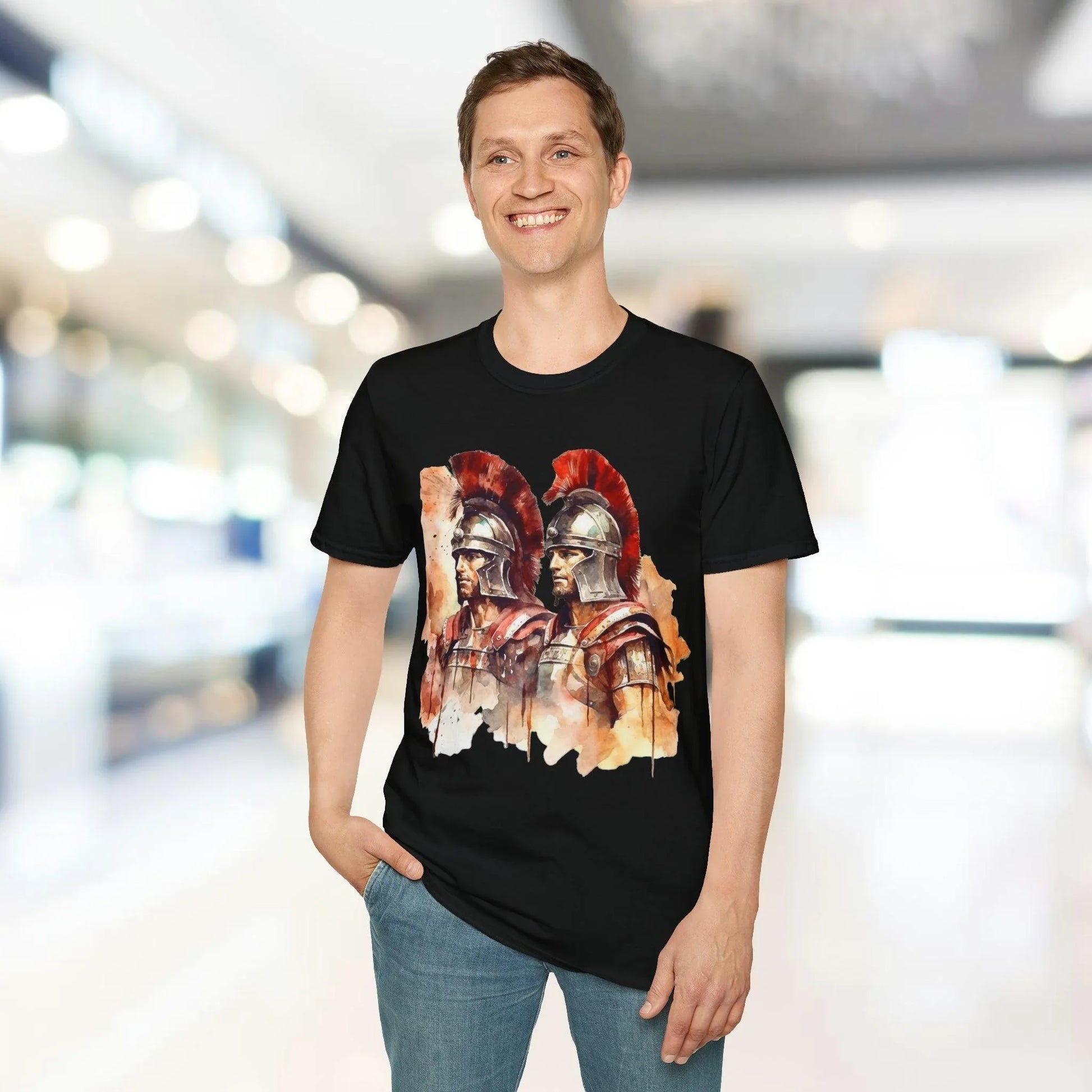 Close-up of the unisex charcoal gray T-shirt's soft fabric texture and subtle stitching detail at the collar seam.