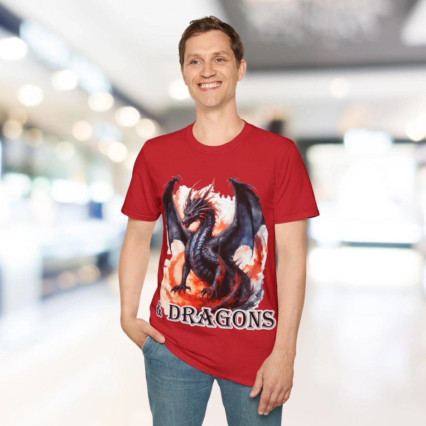 Close-up of the unisex softstyle T-shirt's navy fabric, highlighting the smooth texture and relaxed fit at the hem detail.