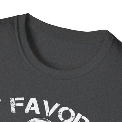 Close-up of the unisex softstyle fabric displaying smooth texture and subtle heather pattern in light gray, highlighting the