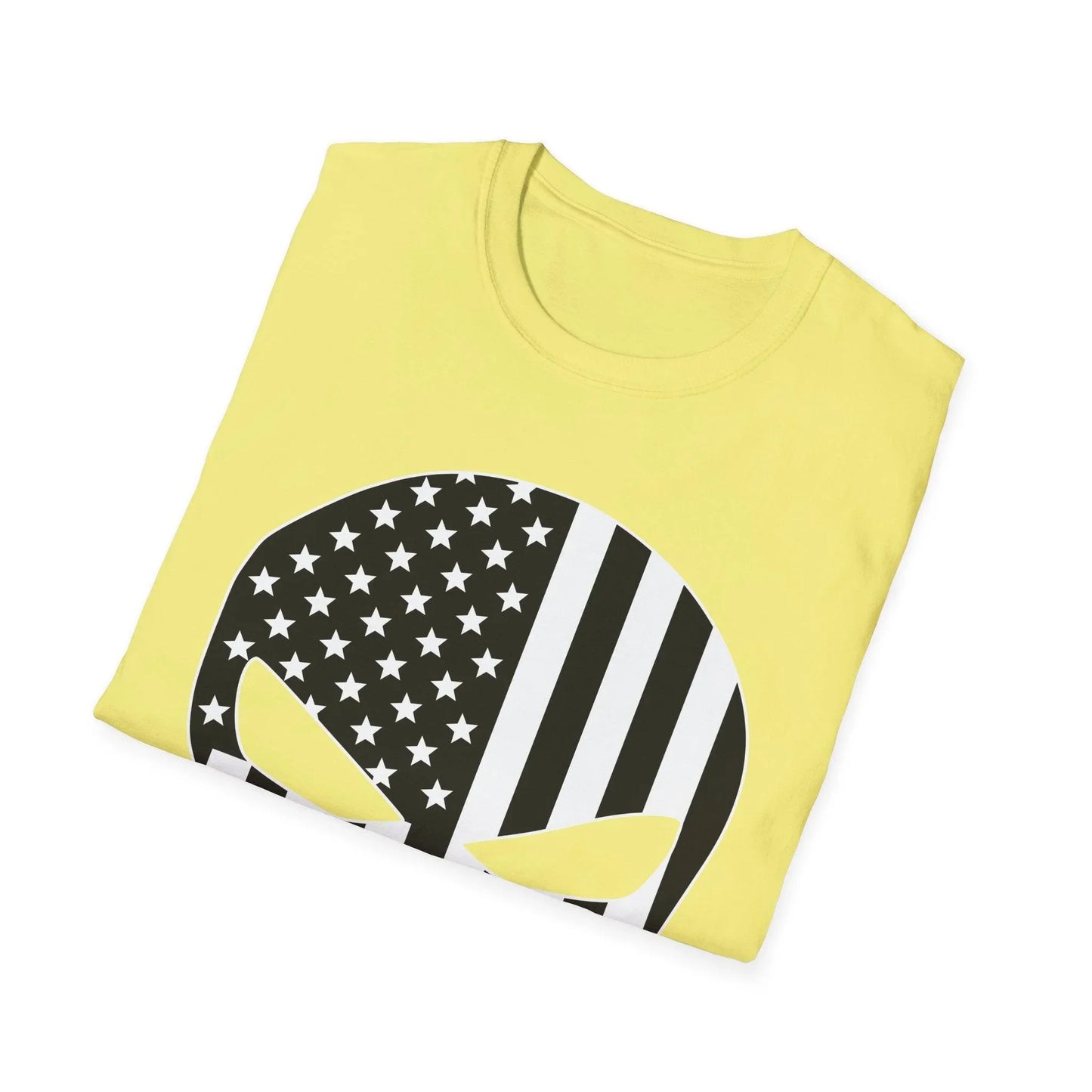 Close-up of the American Skull Flag B&W design on black matte fabric, highlighting its detailed monochrome print and soft