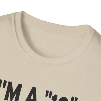 Close-up of the black unisex softstyle T-shirt fabric with visible stitching on the relaxed crew neckline and short sleeves.