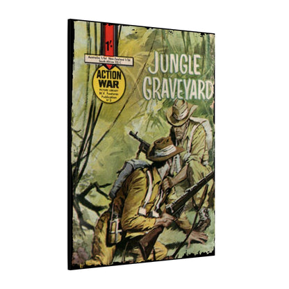 Close-up of the textured canvas material highlighting subtle brushstroke details and the vibrant, retro color palette of