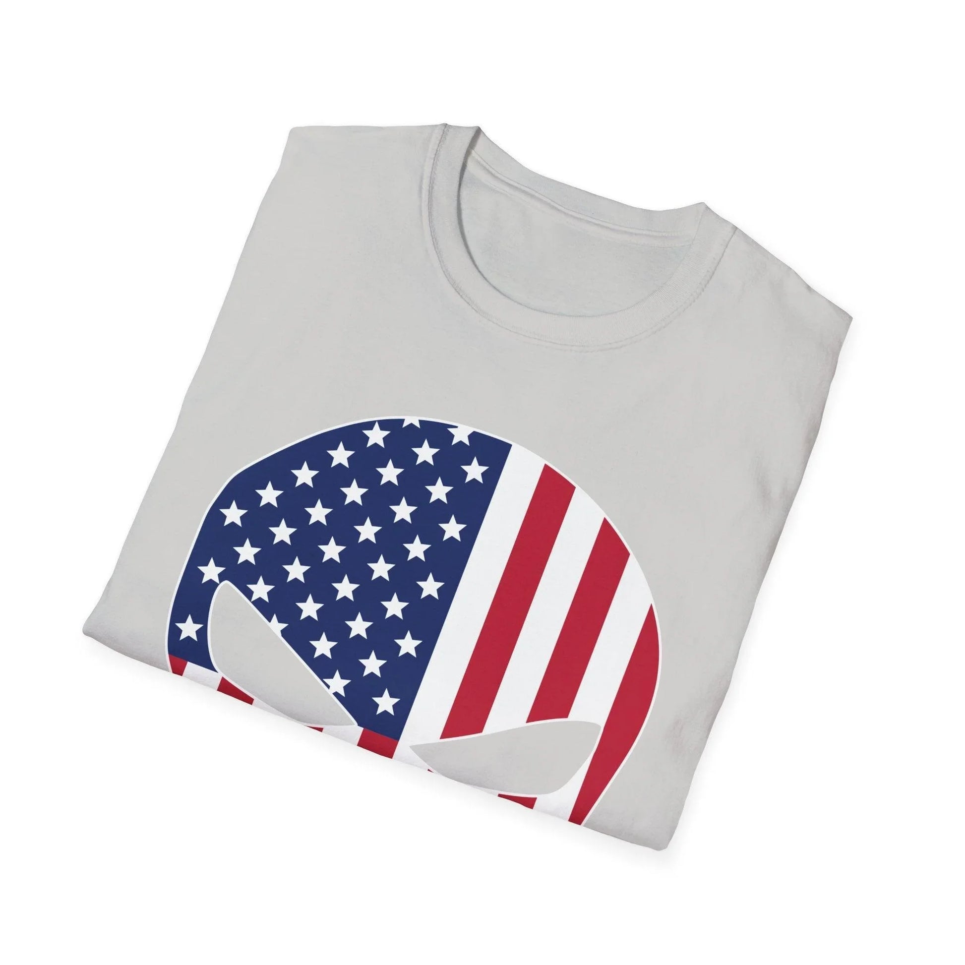 Close-up of the soft cotton fabric highlighting the vibrant American Skull Flag print on the chest area of the unisex