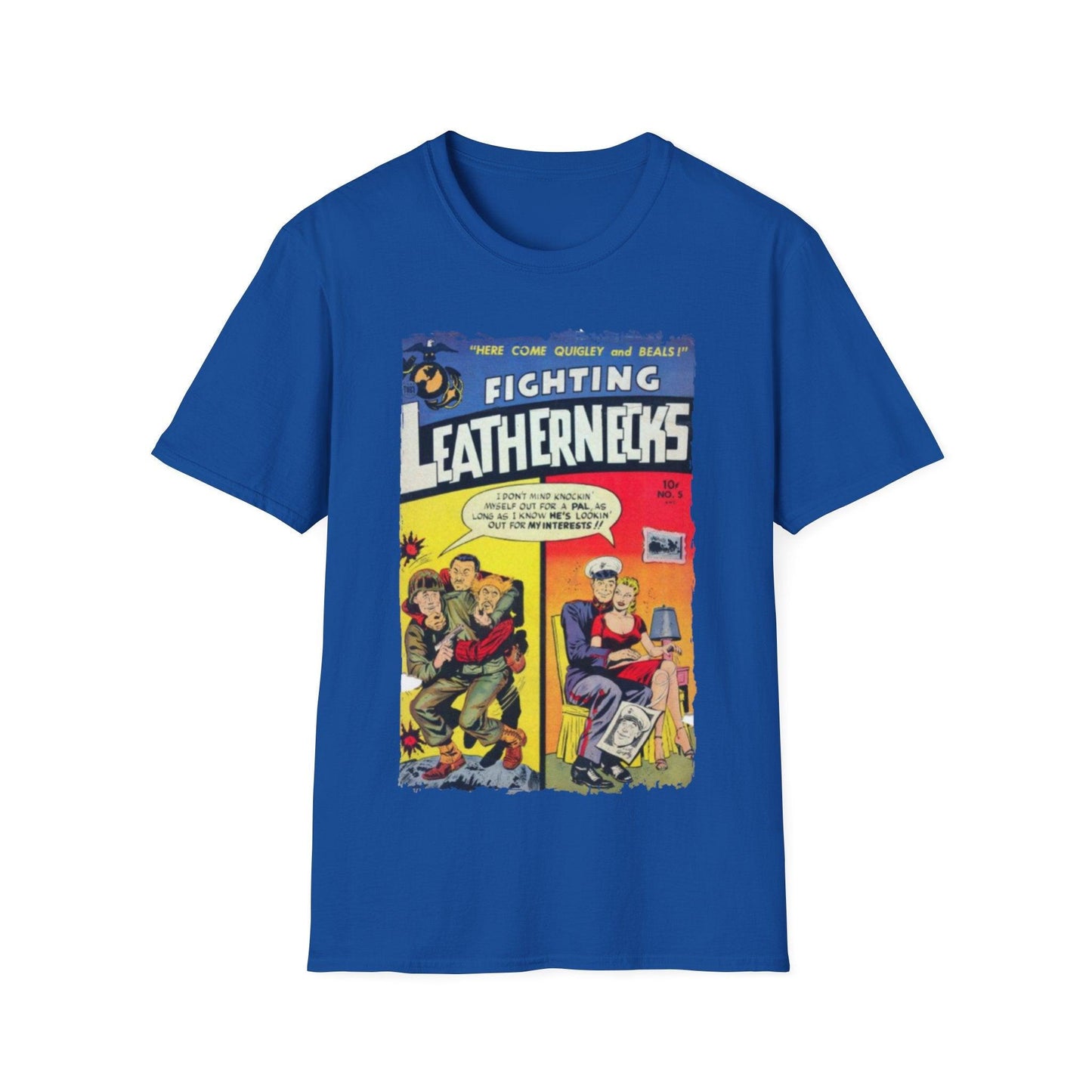 Close-up of the unisex softstyle T-shirt’s collar and neckline stitching in black fabric, highlighting smooth seamless