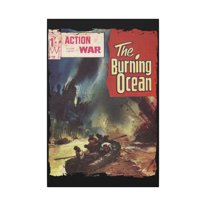 Close-up of Action War #17 canvas texture highlighting vibrant printed detail and subtle brushstroke finish at a slight