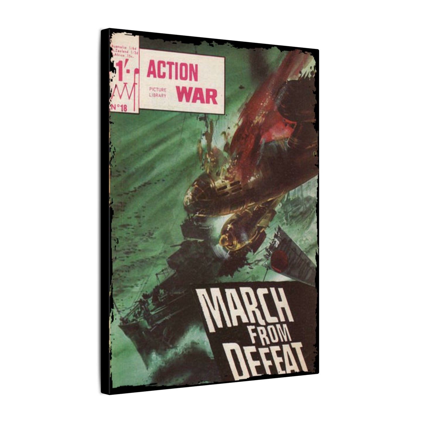 Printify Action War #18 canvas wall art in matte finish, eco-friendly wood frame, 24x36 inches, suitable for living room