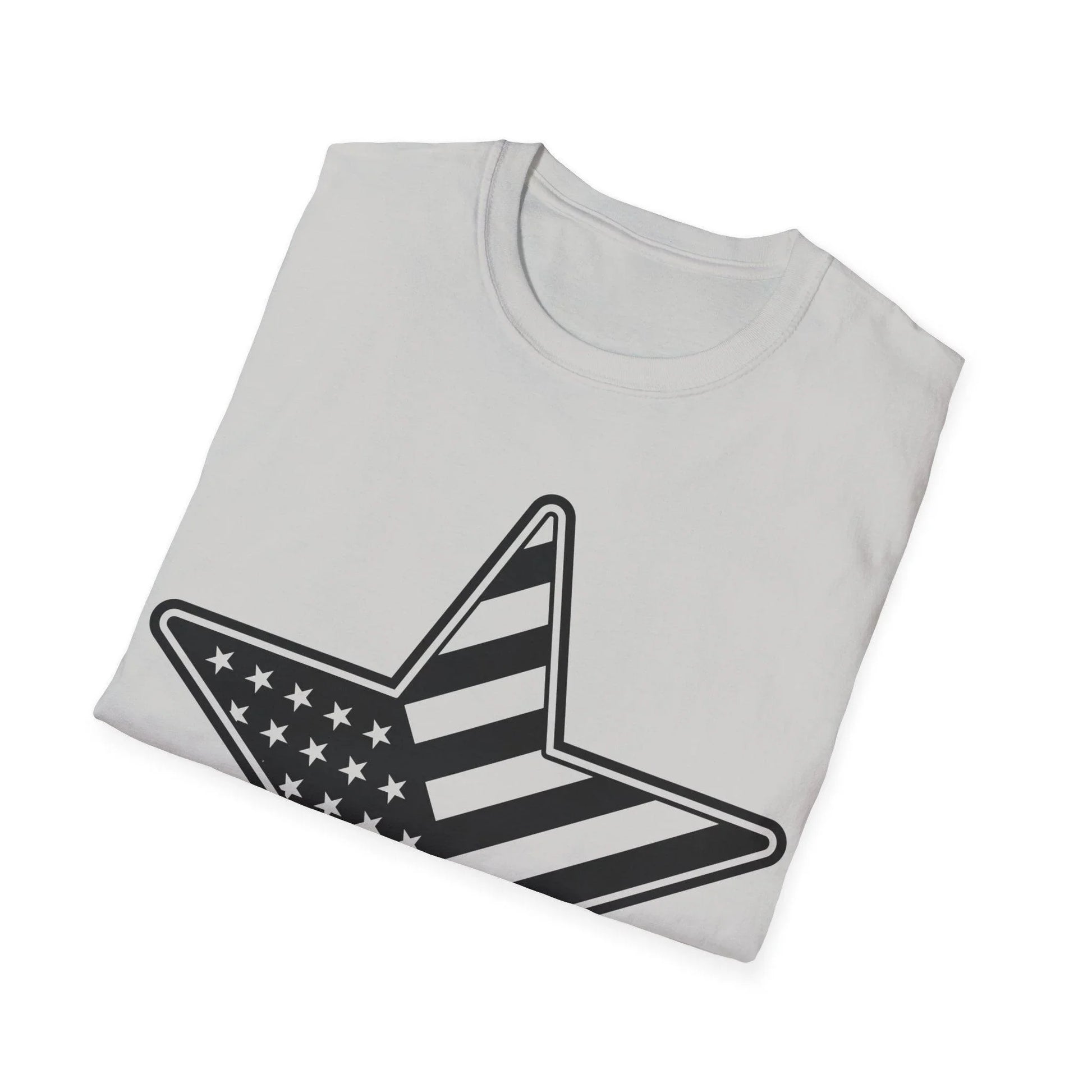 Close-up of the American Flag Star B&W printed on soft cotton fabric, highlighting the subtle textured look and crisp