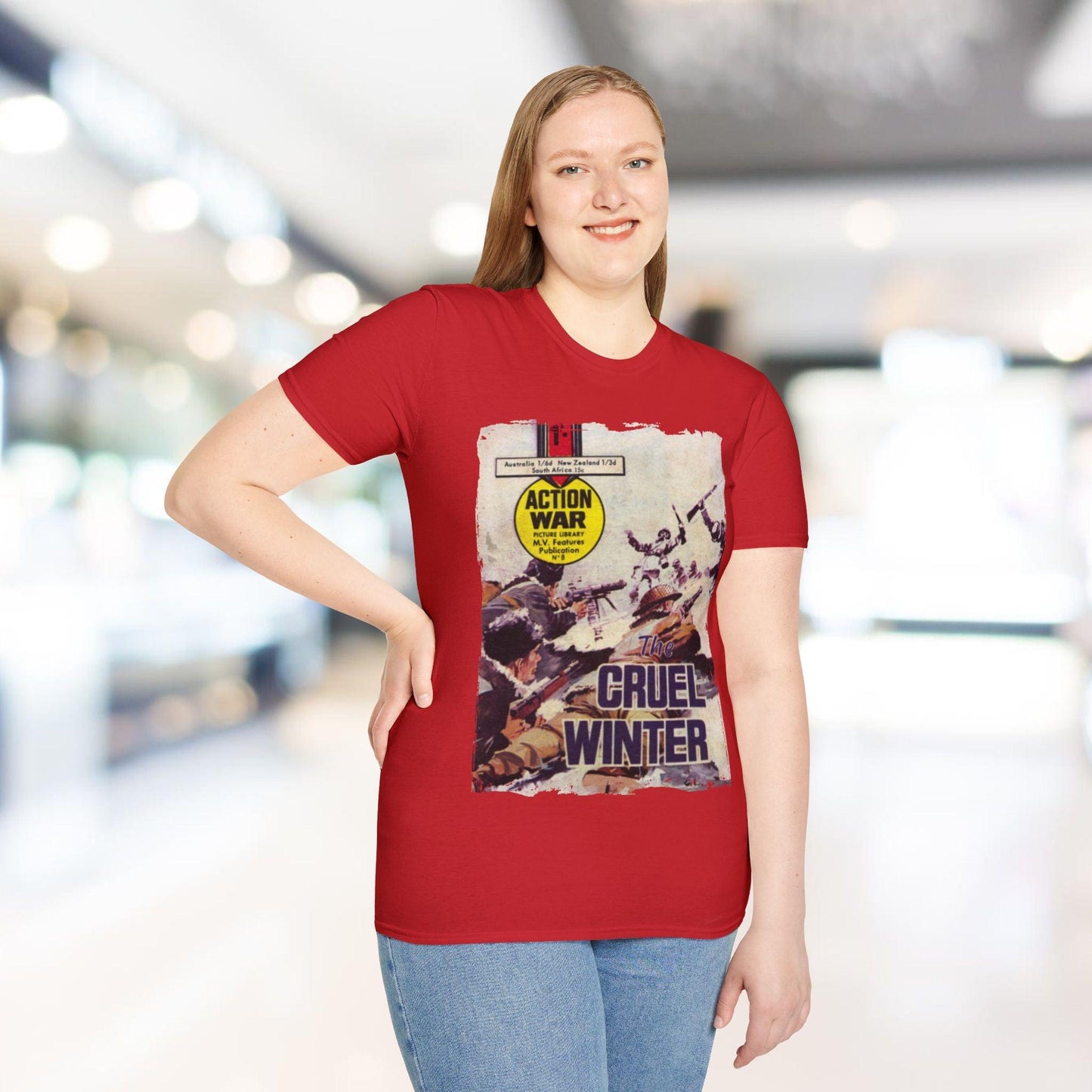 Close-up of the unisex softstyle T-shirt's neck ribbing showing smooth stitching and subtle fabric texture in black color.