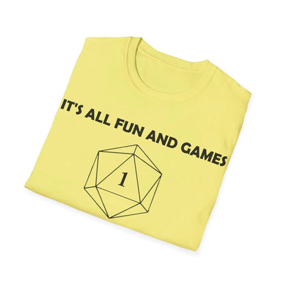 Close-up of the black unisex softstyle T-shirt’s sewn collar and stitching detail from a front-angle perspective.