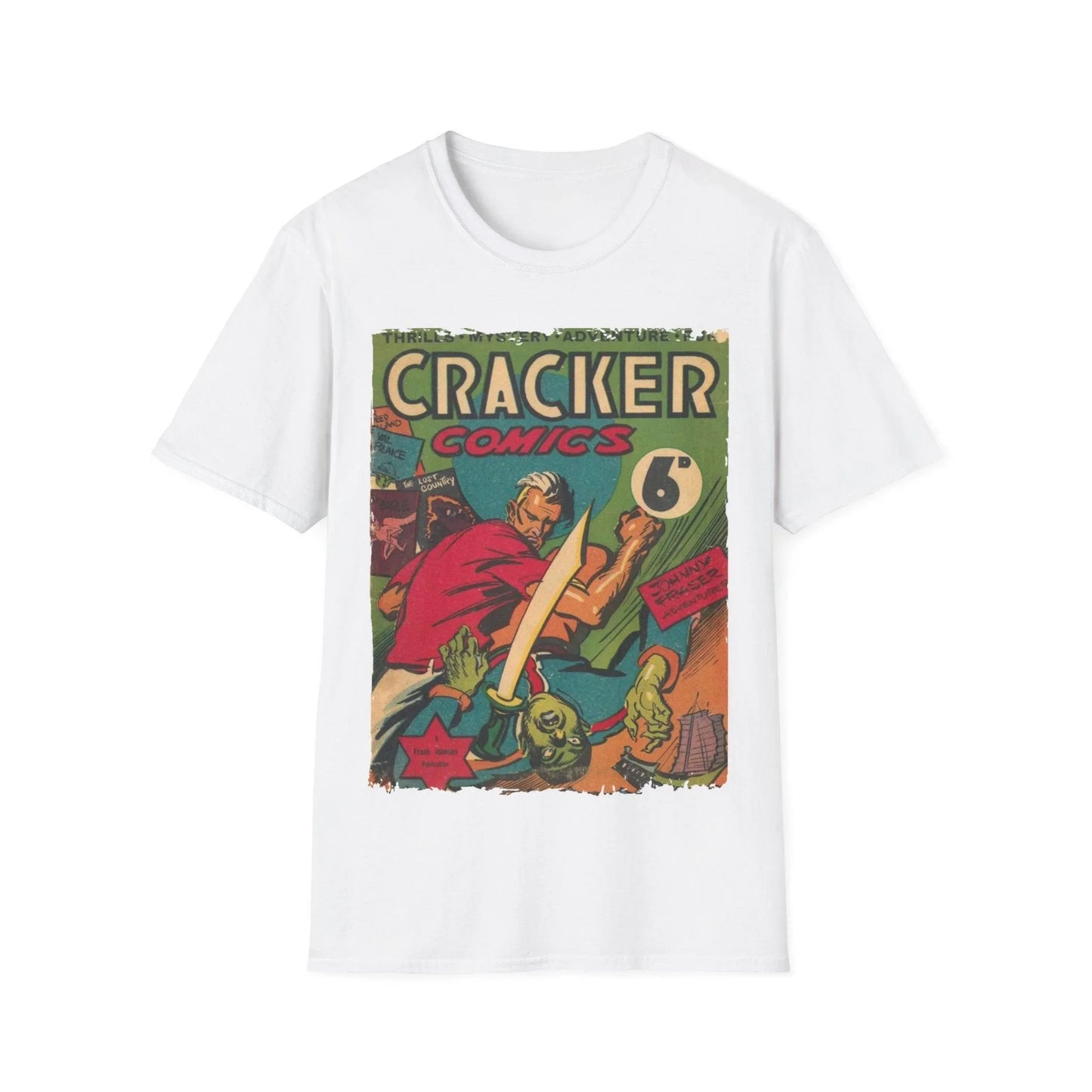 Close-up of the Cracker 1943 unisex softstyle T-shirt fabric showcasing smooth cotton blend texture and subtle heather