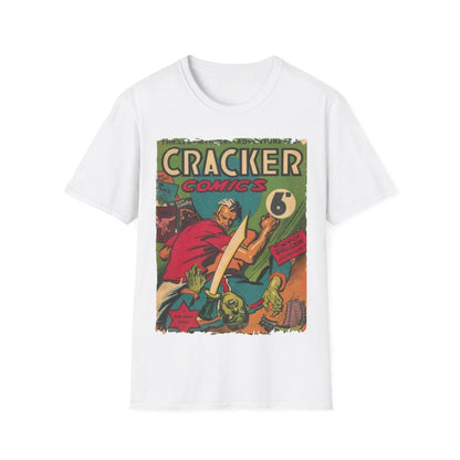 Close-up of the Cracker 1943 unisex softstyle T-shirt fabric showcasing smooth cotton blend texture and subtle heather