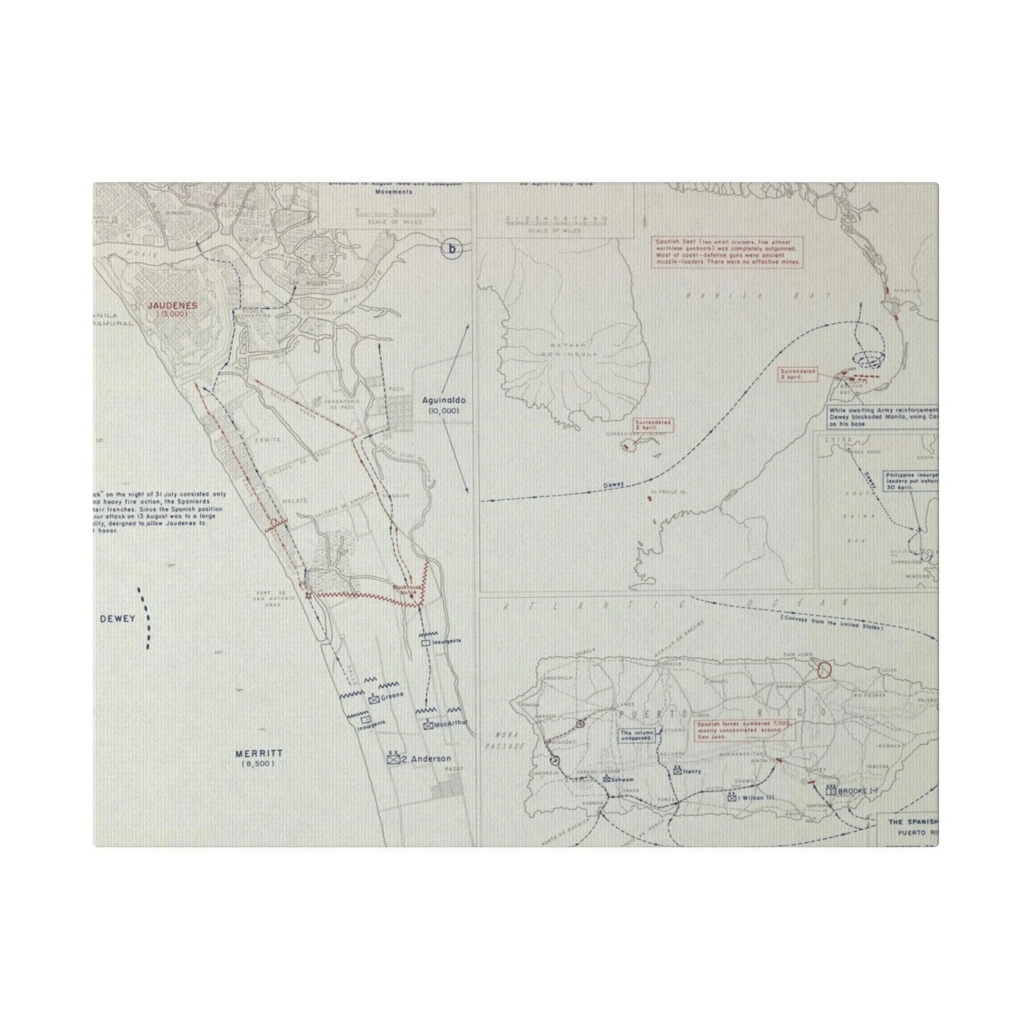 Spanish-American War, Philippines and Puerto Rico, Puerto Rico Expedition 25 July - 12 Aug, Naval Operations in Manila Bay 30 Apr - 1 May, Capture of Manila 13 Aug 1898 - Pacific Sky Games