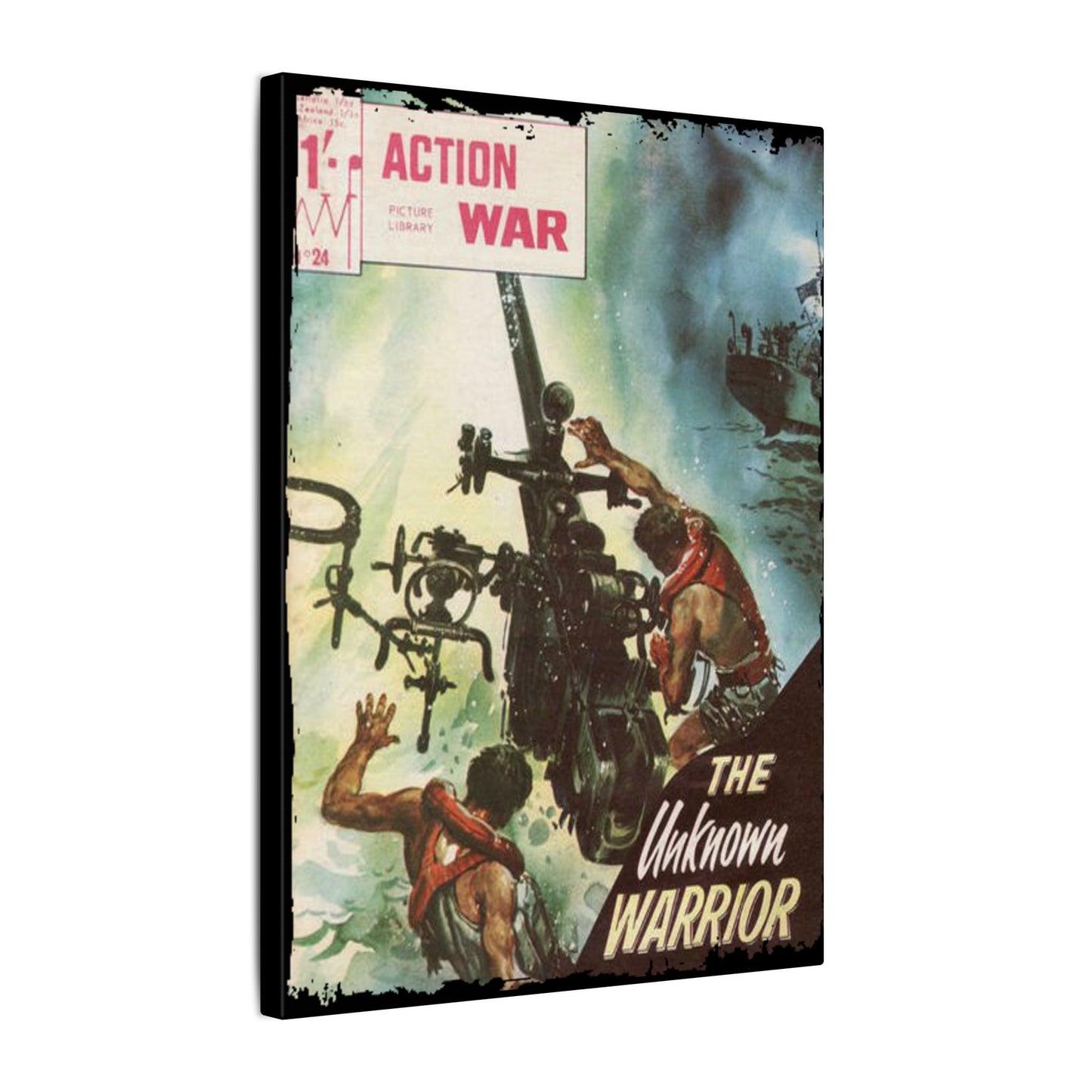 Printify Action War #24 canvas wall art in matte finish, 24x36 inches, eco-friendly, ready to hang, indoor home decor with