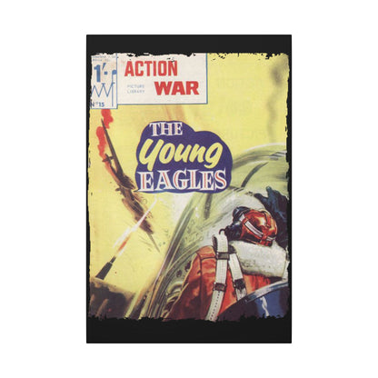 Close-up of the textured canvas surface highlighting the detailed print and vibrant colors of Action War #15 comic book