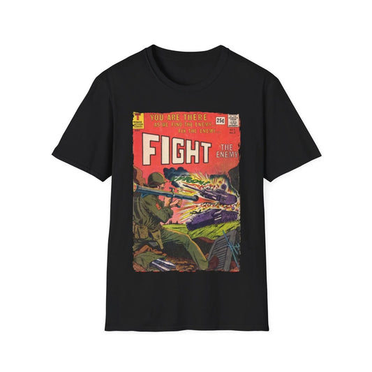 Printify Fight The Enemy No.2 unisex regular fit cotton crew neck T-shirt in black with printed design