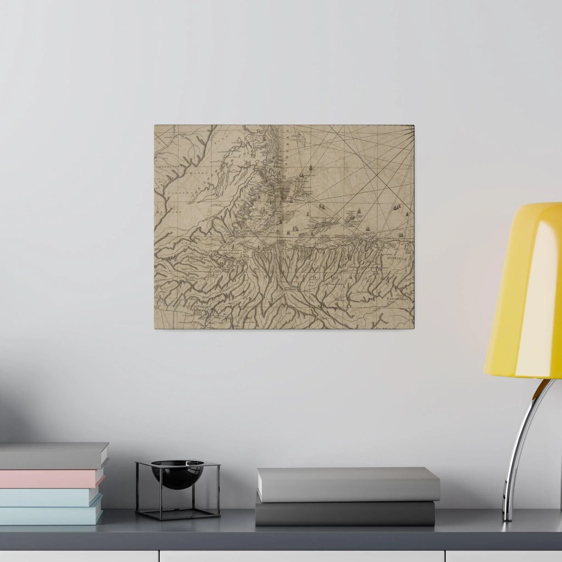 Close-up of textured canvas fabric showing natural fibers and subtle color variations in the Bay of Honduras artwork.