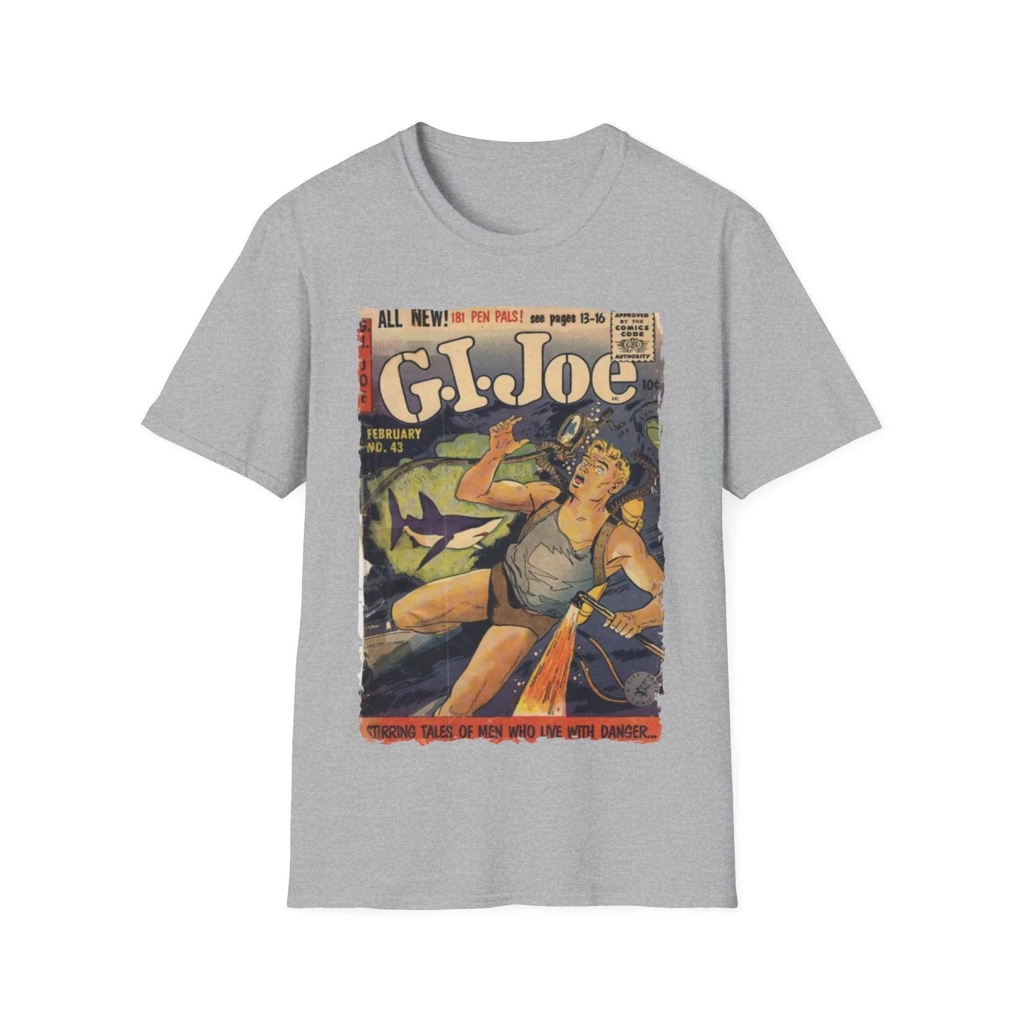 Close-up of the unisex softstyle T-shirt's seam detail highlighting the smooth, breathable cotton blend fabric and relaxed