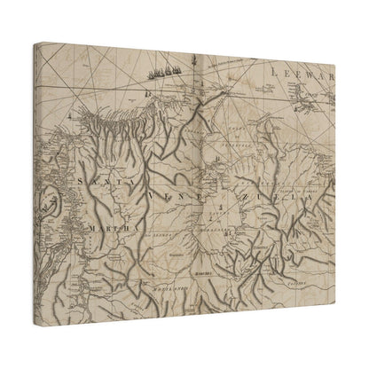 Close-up of textured canvas surface highlighting subtle brushstrokes and matte finish on the Tierra Firma coastal scene.