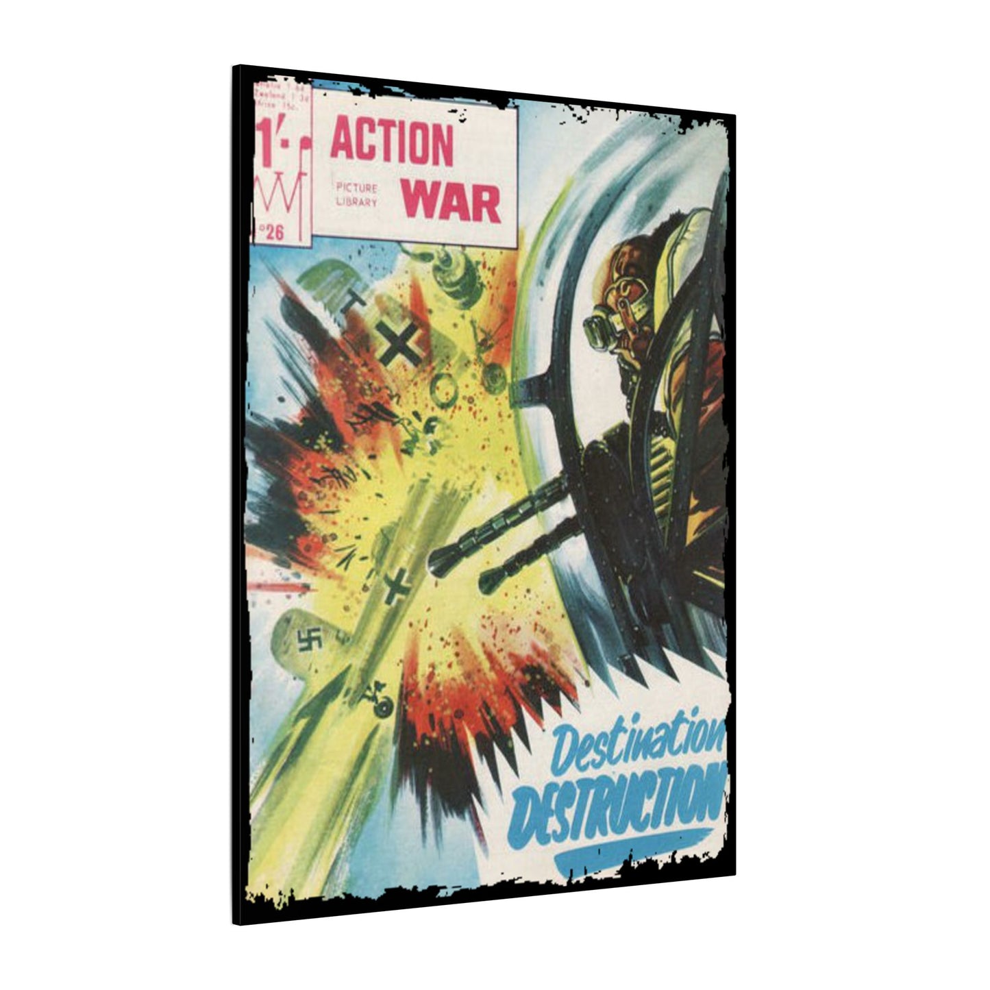 Close-up of the Canvas material’s textured surface featuring subtle stitching details for Action War #26 comic book display