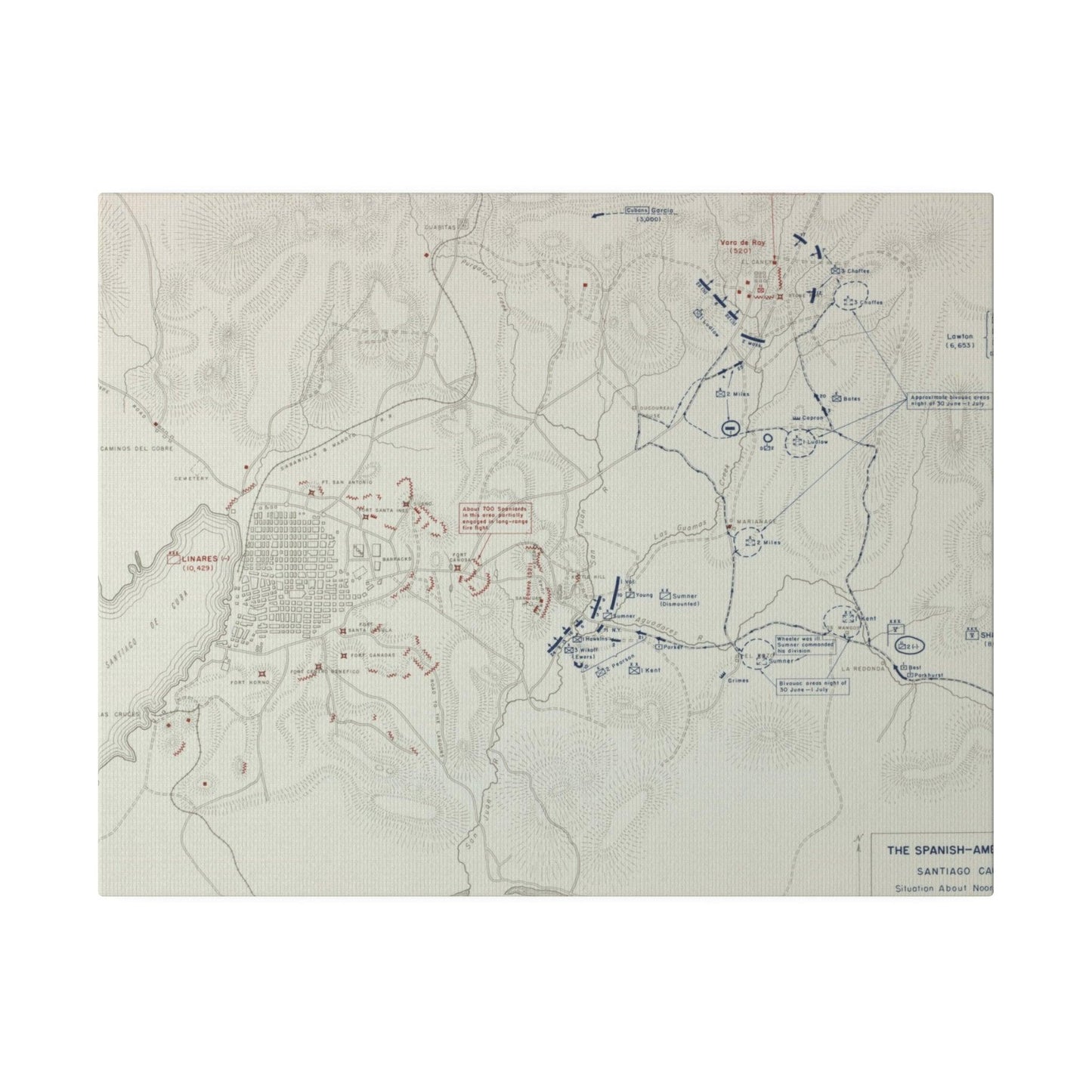 Spanish-American War, Santiago Campaign, Situation Noon 1 July 1898 - Pacific Sky Games