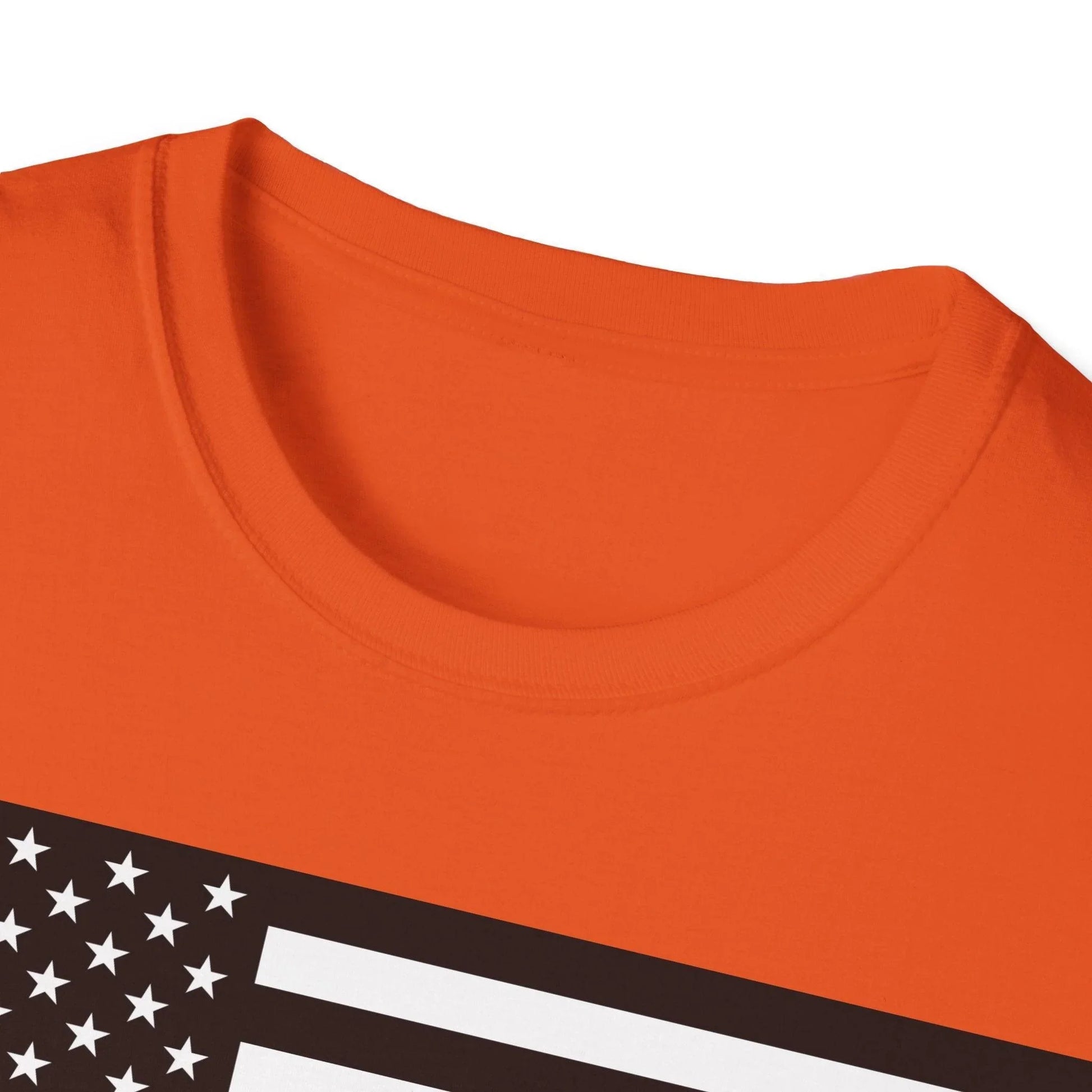 Close-up of the American Flag Heartbeat graphic on the chest featuring bold black lines and crisp print on soft black cotton