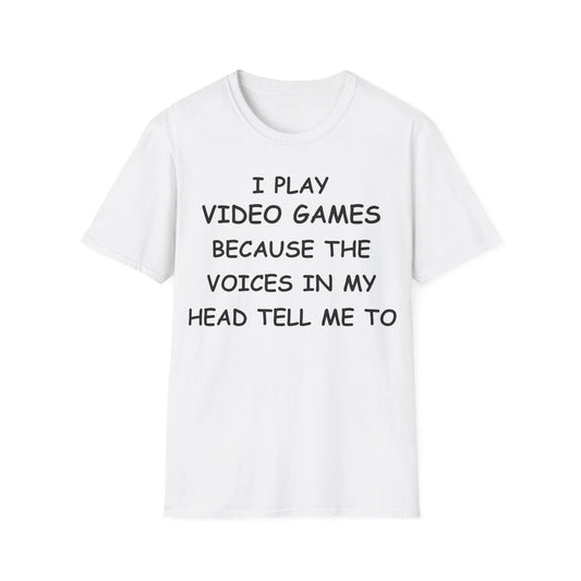 I Play Video Games black unisex softstyle cotton crew neck T-shirt, regular fit, Printify branding