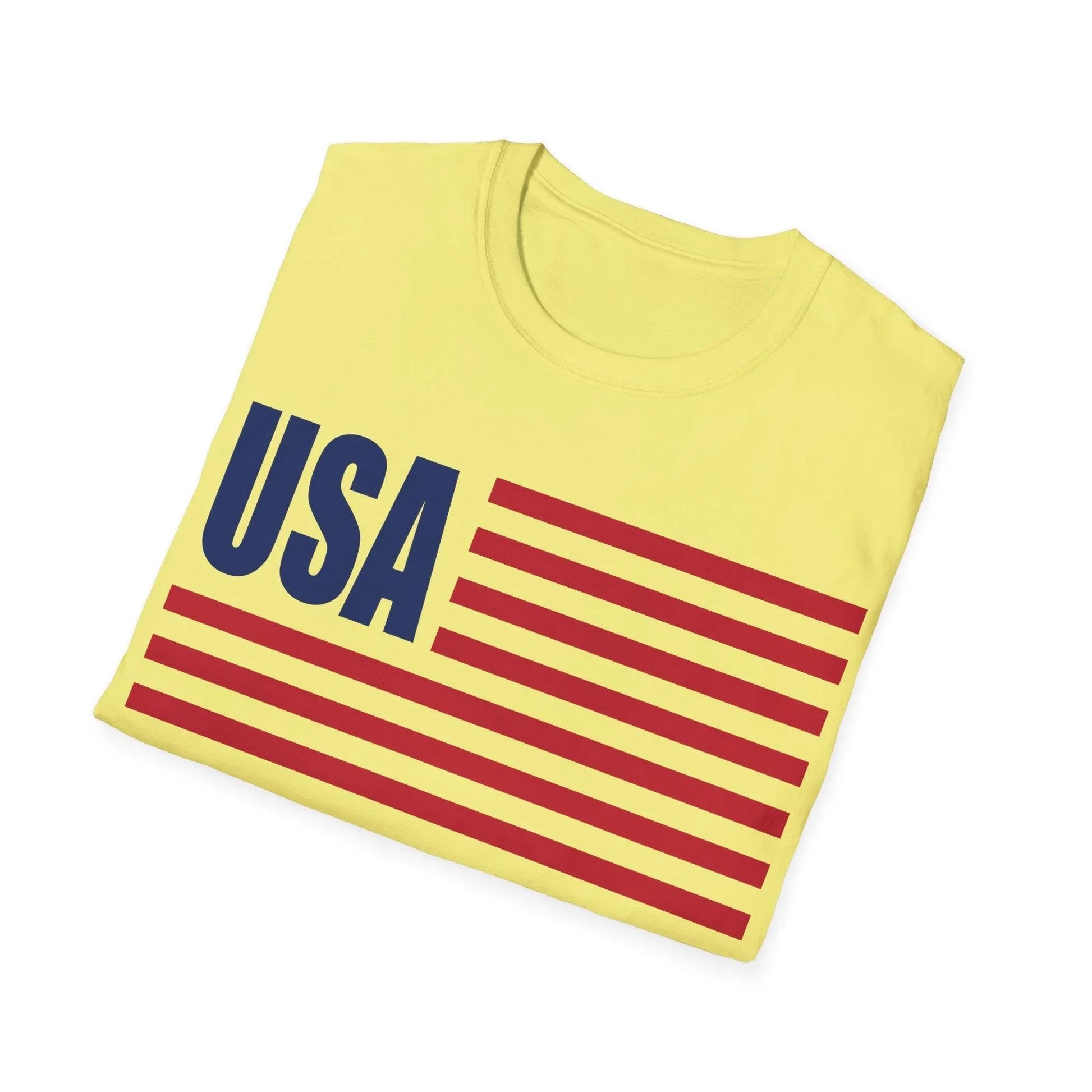 Close-up of the American flag print on the front chest area, showcasing vibrant colors and crisp star and stripe details.