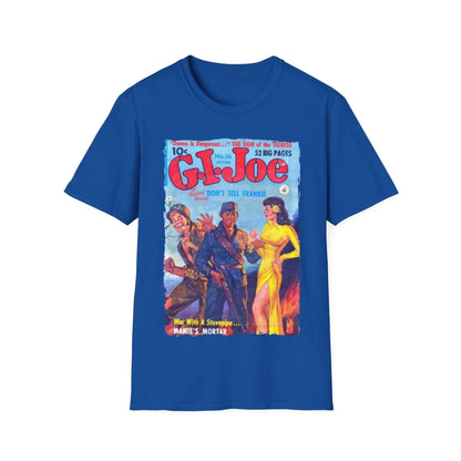 Close-up of the G.I. Joe No.16 T-shirt's neckline featuring a reinforced crew neck and visible stitching on soft 100% cotton