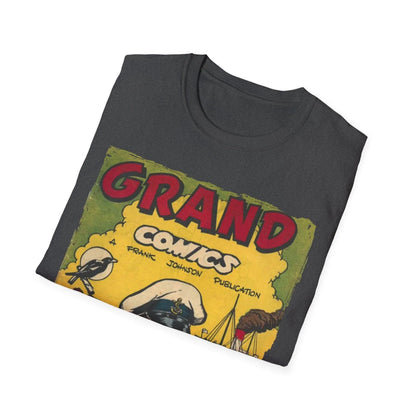 Close-up of the relaxed fit, slate blue cotton fabric showing fine stitching and soft texture detail on the Grand No.52