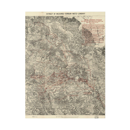 Printify canvas wall art depicting the Meuse-Argonne Offensive G-3 map room scene, vintage 1919, matte finish, ready to hang