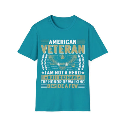 Unisex softstyle T-shirt displayed flat, highlighting relaxed fit, vibrant teal color, crew neckline, and smooth cotton
