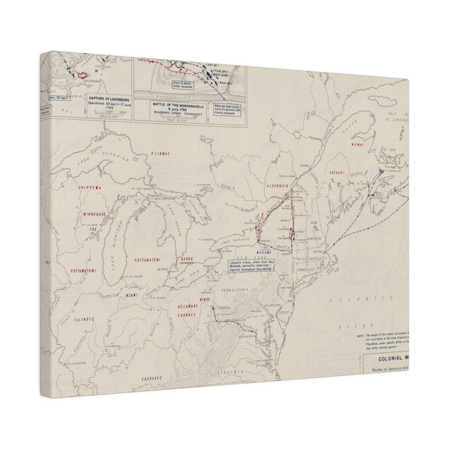 Close-up of textured canvas surface highlighting woven fibers and subtle color variations in Colonial Wars artwork print.