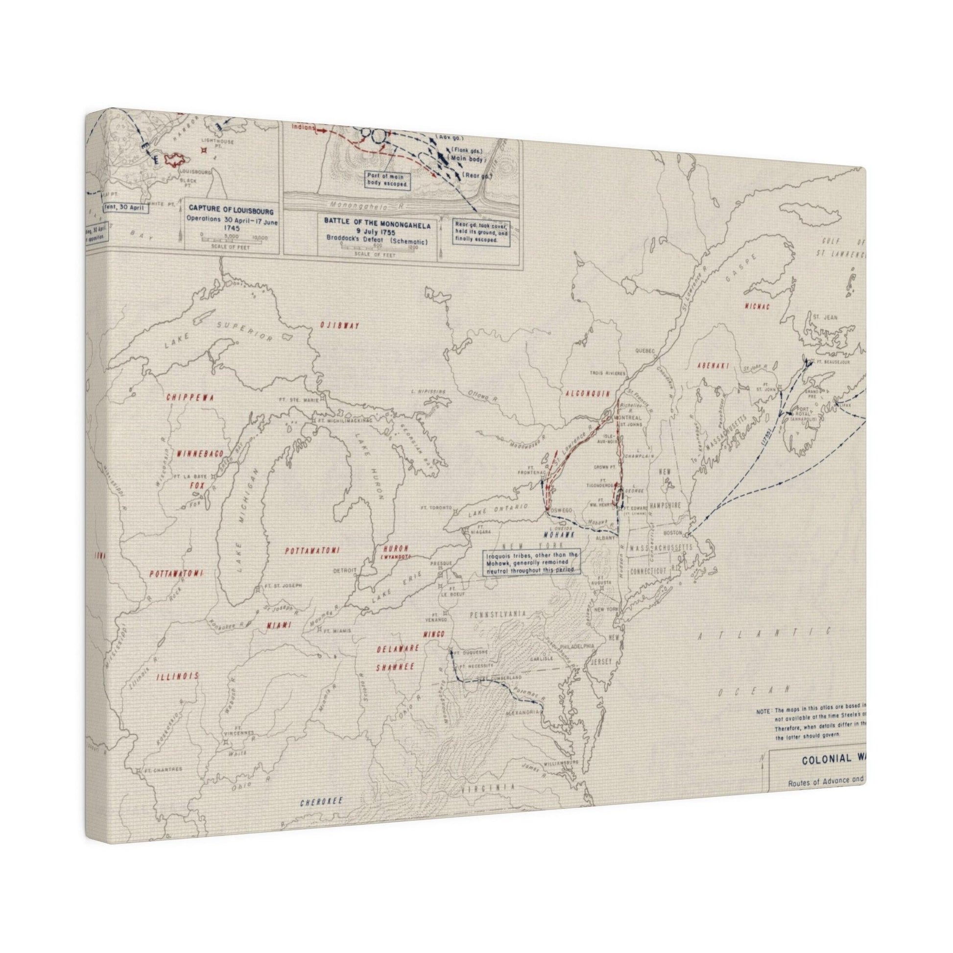 Close-up of textured canvas surface highlighting woven fibers and subtle color variations in Colonial Wars artwork print.