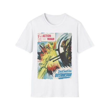 Close-up of the unisex softstyle T-shirt’s fabric weave showing smooth, lightweight cotton-blend texture and relaxed fit